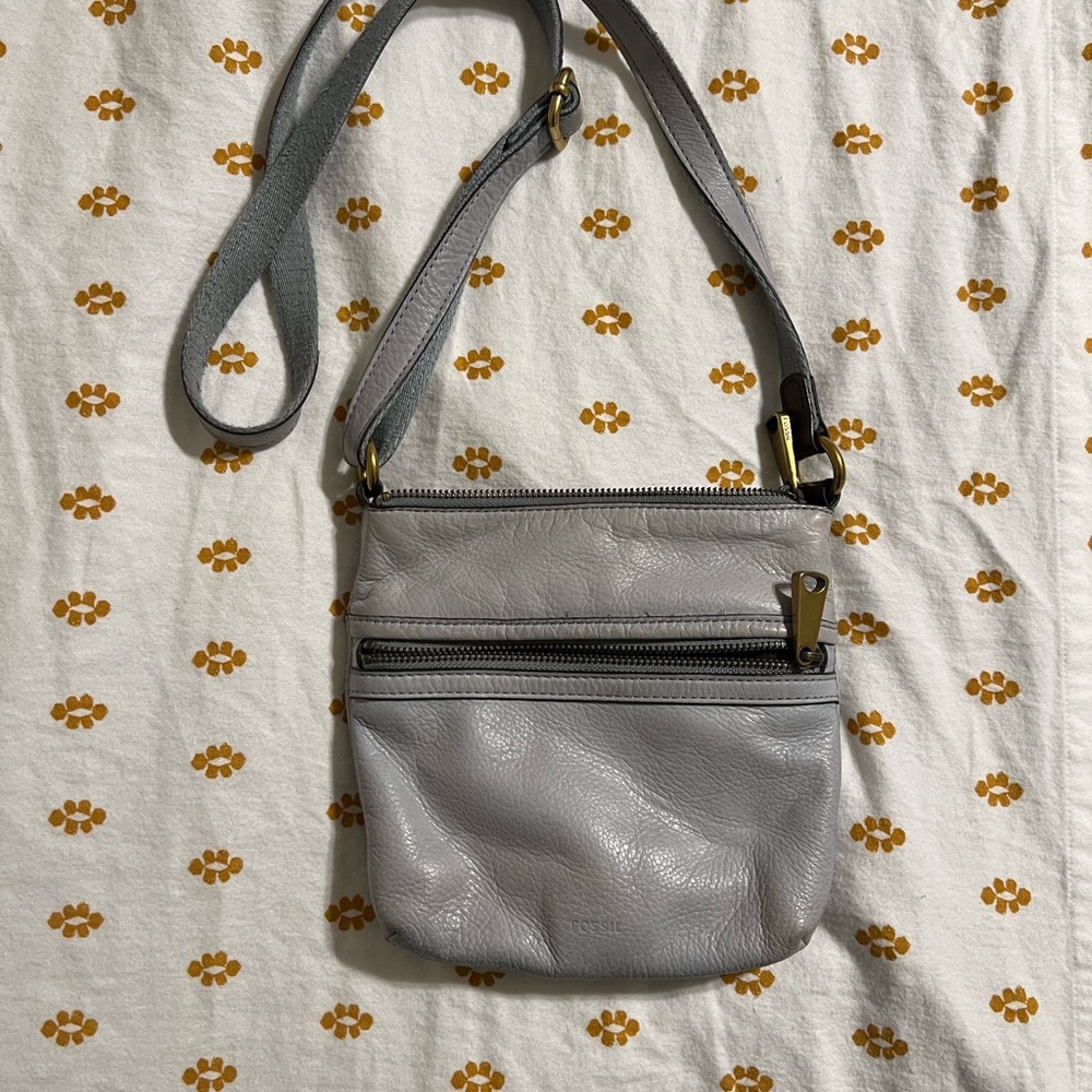 Fossil crossbody bag in a blue/gray tint